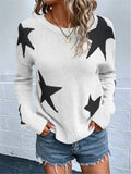 Fongt And Winter Loose Round Collar Star Pattern Knitted Long-Sleeved Sweater