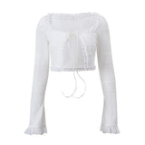 Fongt 2023 New French Square Collar Knit With Cardigan Long Sleeve Top Fashion Temperament Cake Short Skirt