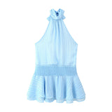 Fongt Women's Dress 2025 New Temperament Fashion Hanging Neck Density Dress