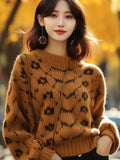 Fongt Goods Heavy Industry Caramel Color Thick Line Sweater 2025 New Lazy Loose Knitting Small Fragrant Coat