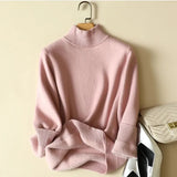 Thicken Sweater Womens Casual Warm Velvet Lined Big Size 4xl Knit Pullover Half Turtleneck Poleras Soft Knitwear