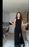 Fongt Autumn And Winter Hot Sweater Suit Women Loose Long Version Imitation Cardigan + Open Fork Dress