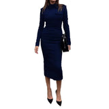 Fongt New Collar Long Sleeves-Body-Groomed-Up Dress