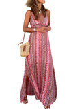 Fongt Women's New Summer Bohemian Print V-Neck Sling Open Dress 8018