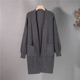New 2021 Women's Autumn Winter Sweaters Elegant Long Cardigans Warm Oversized Pockets Lady Fashionable Tops