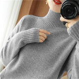 Fongt New Half High Collar Twist Thick Sweater Female Contracted All-Match Inside The Autumn Winter Solid Color Bottom Sweater-Outfit
