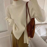 Fongt Women's Autumn And Winter Half-High Collar Long-Sleeved Sweater 2025 High-Collar Thick Wool Knitted Bottom Coat