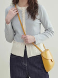 Fongt Striped 100 Folded Hem Knitted Women's Early Spring New Design Sense Of Small Gentle Comfortable Long-Sleeved Top