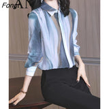 Shirt Women's 2023 New Loose Large Heavy Mulberry Silk Long Sleeve Shirt Printed Foreign Style Top Women Shirts