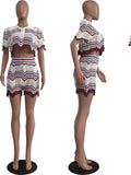 Fongt New Women's Handmade Knitted Casual Shorts Suit-Outfit