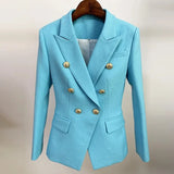 QUALITY Newest 2023 Baroque Designer Blazer Jacket Women's Classic Metal Lion Buttons Double Breasted Slim Fitting