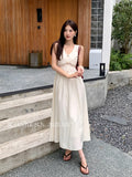 Fongt Xixi 2025 Summer Korean Version Of High-Waist Elegant Hollow Sleeveless Dress Pure Lust Dress Female 88389