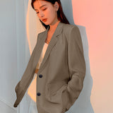 Fongt Blazer Women's Senior Feeling Spring And Autumn Thin Korean Version Of Loose Design Small Long-Sleeved Casual Suit