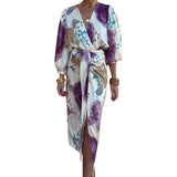 Fongt 2025 Women's Dress Chic V-Neck Long Sleeve Sexy Open Long Skirt Two Sets