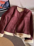 Fur One Lamb Coat Female 2024 Autumn Winter New Short Short Fashion Casual Suede Top-Outfit