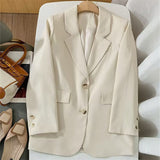 Fongt Jacket Female Spring New Korean Version Classic Two Buckle Temperament Lemon Color Loose Casual Web Celebrity Small Suit-Outfit