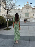 Fongt Summer New Women's Temperament Commuting Print Long Dress Loose Apparent Thin Dress