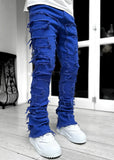 Fongt Men's New Fashion Trend Sticker Jeans Repair Multi-Color Elastic Micro-Tight Straight