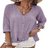 Fongt Spring-Summer Sale Of New Women's Collar Button-Killey Long Sleeves