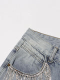 Fongt Small Style 2024 Autumn New Heavy Industry Design Sense High Waist Straight Tube Three-Dimensional Flower Splicing Jeans-Outfit