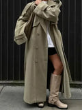 Fongt Autumn And Winter Explosion Temperament Clapping Belt Long Hair Coat Single Buckle