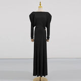 Fongt Design Dress Women 2025 Spring And Autumn New Folded Kinesi Advanced Long Sleeve Long