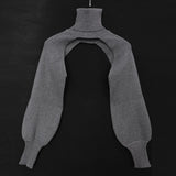 Fongt Autumn And Winter Explosion Women's Lantern Sleeve High-Necked Wool Sleeve Net Color Sweater