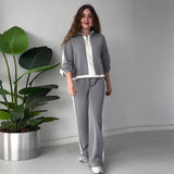 Fongt The Autumn Of 2025, The New Women's Fashion Hit The Color Of The Lazy Wind Casual Knitwear Two Sets