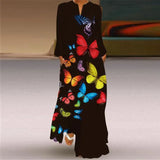 V-neck Long Sleeve Ankle-Length Vintage