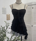 Real Shoot Sweet Spice Girls Irregular Lotus Side With Chest Pad Sling Vest Sexy Lace Sleeveless Top