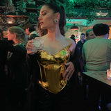 Tube Top Women Corset Tops Y2k Fashion Metalling Clothing Style Summer New V Neck Slim Solid Tank Top Bustiers