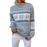 Fongt Women's Knitwear Autumn And Winter New Christmas Jacket Half-High Snowflake Sweater