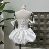 Sweet Salty Chick Wind Belt With Fish Bone Bra Thigh Thighs Super Short Dress With Bottom