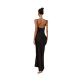 Fongt Women's Clothing 2026 Spring And Summer New Slings Deep V-Collar To The City Fashion Solid Color Dress
