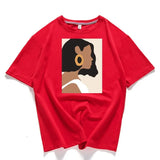 Neck Short Sleeve Loose Harajuku Avatar Print Chic Women's T-shirt Summer Korean Version 95% Cotton Stretch Female