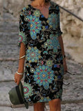 Elegant Floral Print Dress 703-1-Outfit