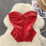 Fongt Locomotive Pure Hot Girl Breast Vest Autumn Zipper Short Design Sense Niche Beautiful Blouse Tide