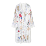 Fongt Women's Long Embroidery Loose Shirt 8213