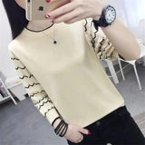 Knit T-shirts Korean Bottom Pullover Hollow Out Knitwear 3/4 Sleeve O-neck Tees Casual Elegant New Chic Spring Summer