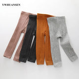 0 to 8 Yrs Spring Autumn Double Needle Leggings Girl Combed Cotton Ribbed Leggings Baby Soft Lace Knitted Pant For