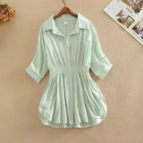 Fongt Large-Size Collar Loose Shirt Women 2025 Summer New Waist Thin Temperament Design Shirt