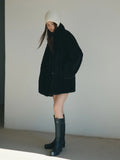 [Daihe] Winter New Casual Lapel Simple Versatile Teddy Hair Two Wear Long Plush Coat H7858-Outfit