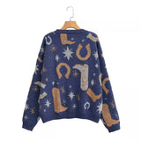 Fongt Women's New Round-Neck Long-Sleeved Silk Knitted Sweater 221279