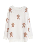 Fongt And Winter New Christmas Knitted Cartoon Man Embroidered Round Collar Sweater Women's Top