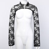 Sexy Street Lace Stitching Square Collar Short-Sleeved Blouse Female Corns Strapped To Show Slim Women's Wear-Outfit