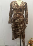 Fongt 2024 New Light Ripe Wind Waist Slim Leopard Print Print Irregular Buttock Skirt-Outfit
