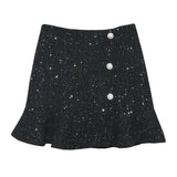 Small Autumn And Winter Short Skirts Buckle Lotus Leaf Side Fishtail Skirt Anti-Snude Coarse Flowers, Hip Half Skirt