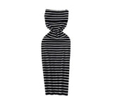 Fongt Thoracic Striped Knitted Dress Elastic Slimming Temperament High-End Ass Skirt
