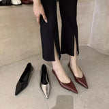 Fongt Women Naked Small Heels Fine Heel Sharp French Gentle Dress Low Heds And Light Mouth Four Seasons Single Shoes