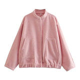 2024 New Vertical Collar Loose Version Multicolor Women's Woolen Casual Coat 5070629-Outfit
